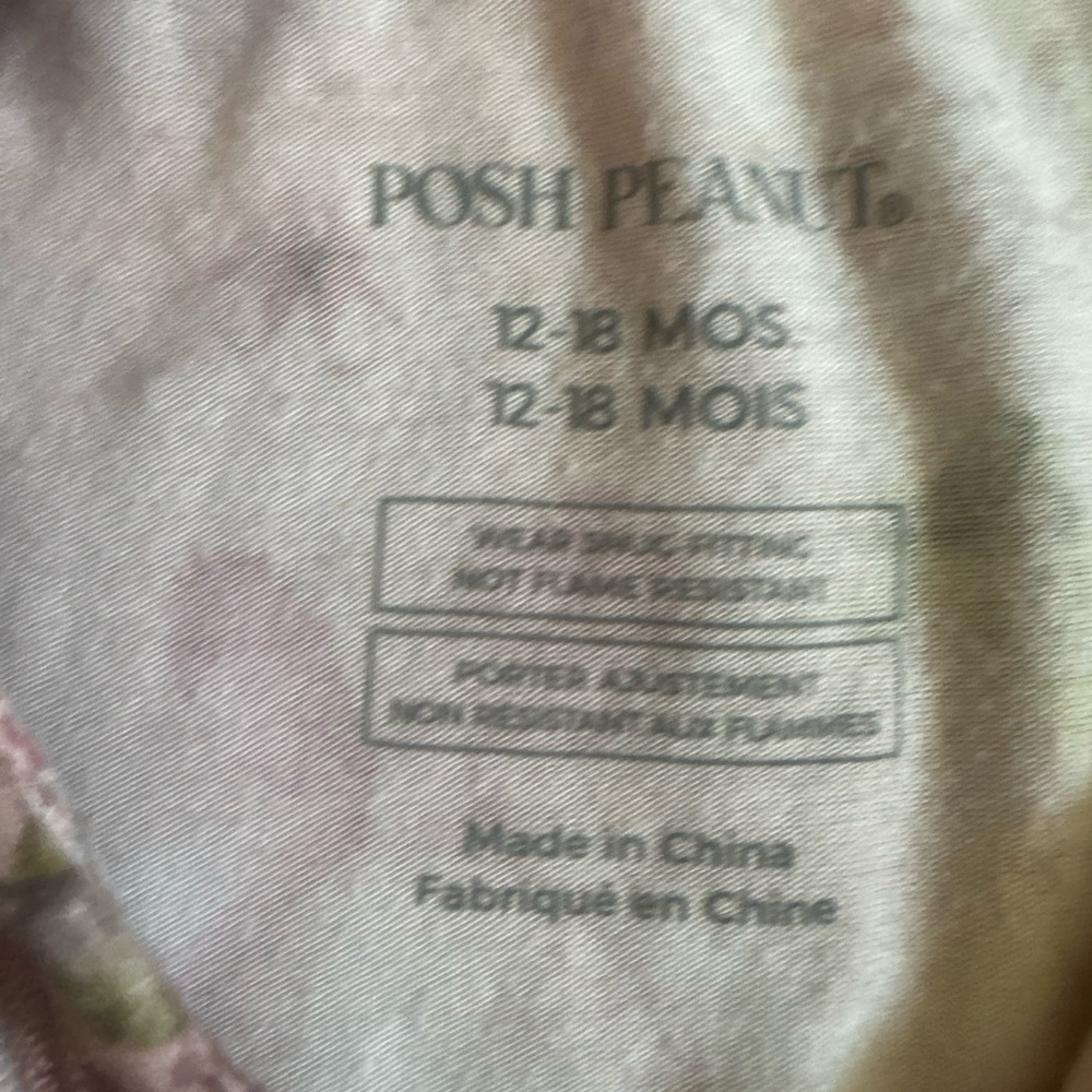 Posh Peanut 12-18 Months Pink Floral Bunny Print Kids One-Piece Pajama Footies - Picture 4 of 6
